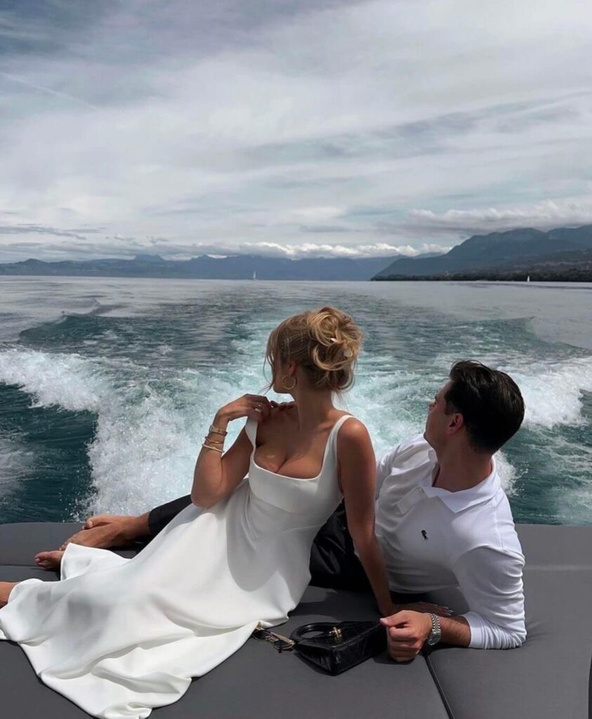 Couple enjoying a luxury yacht in Ibiza with luxury escorts