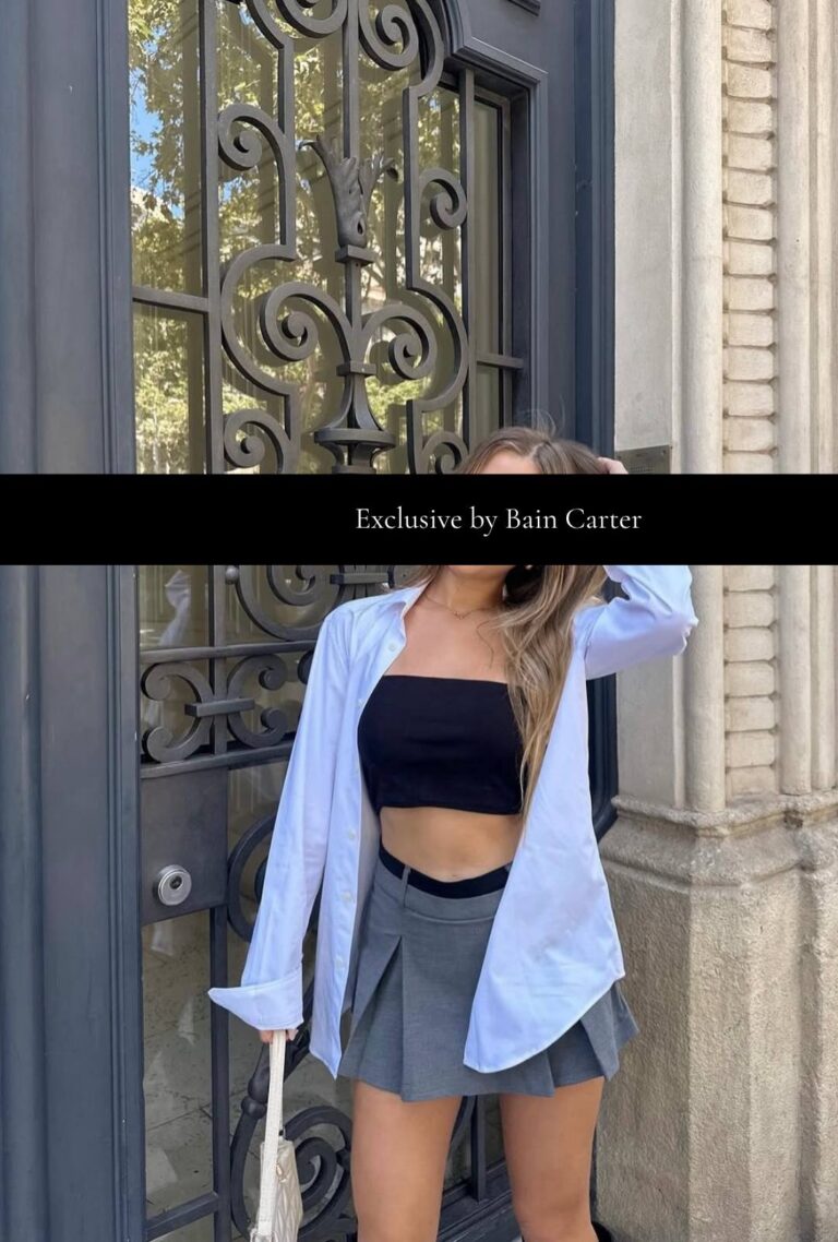 Patricia, Spanish escort in Barcelona, wearing a black top and blue shirt